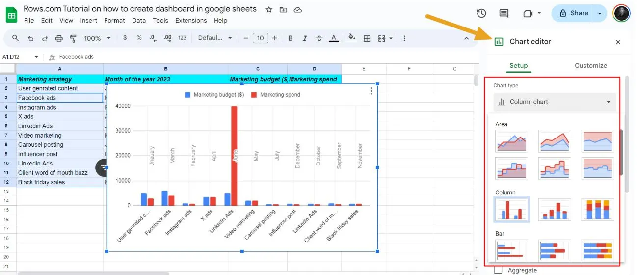 cách tạo Dashboard trong Google Sheet