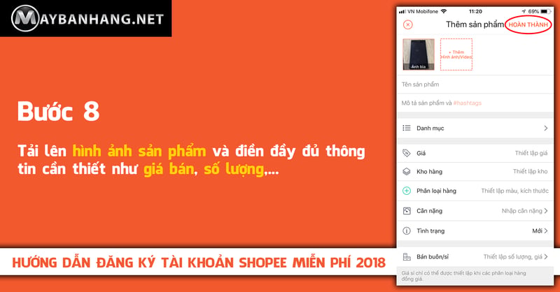 Điền thông tin sản phẩm