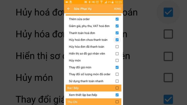 Phân quyền của phần mềm Posapp