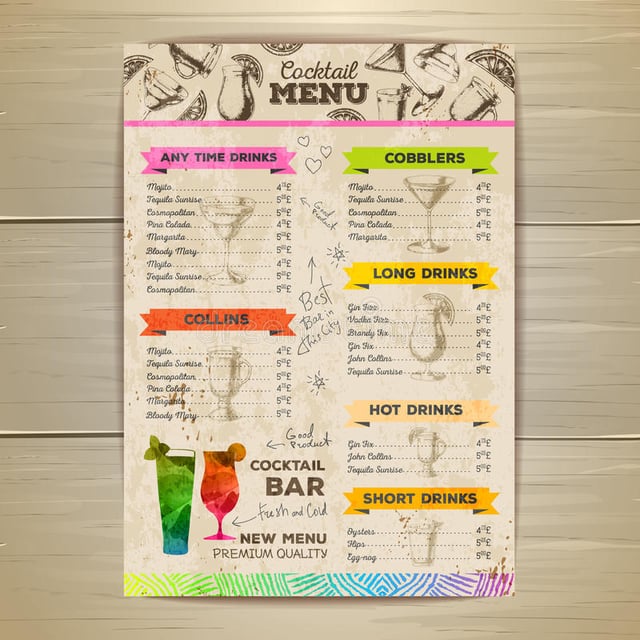 menu theo phong cách vintage