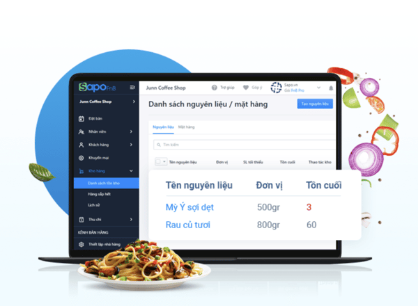 Phấn mềm quản lý nhà hàng Sapo