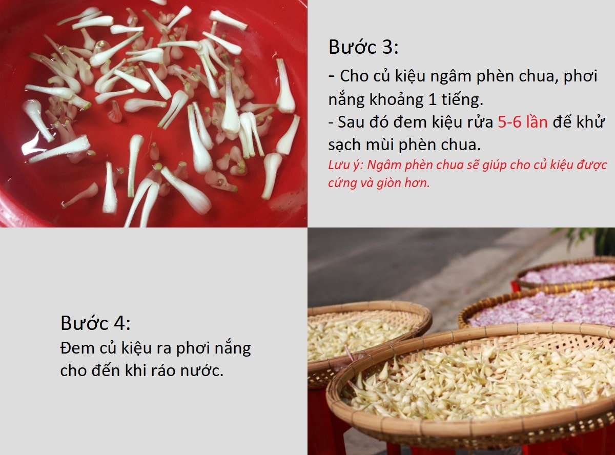 ngâm củ kiệu với phèn chua để tăng độ giòn