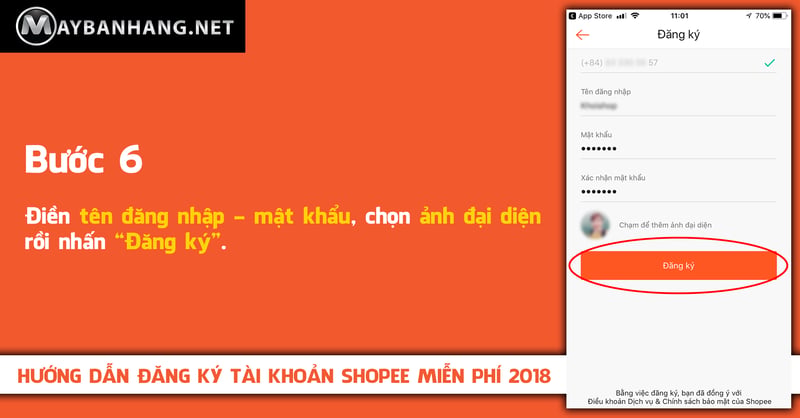điền tên đăng nhập shopee
