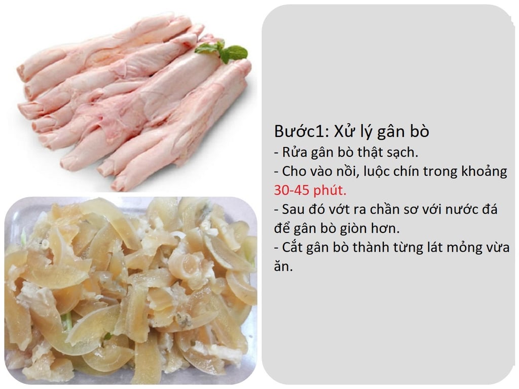 sơ chế gân bò
