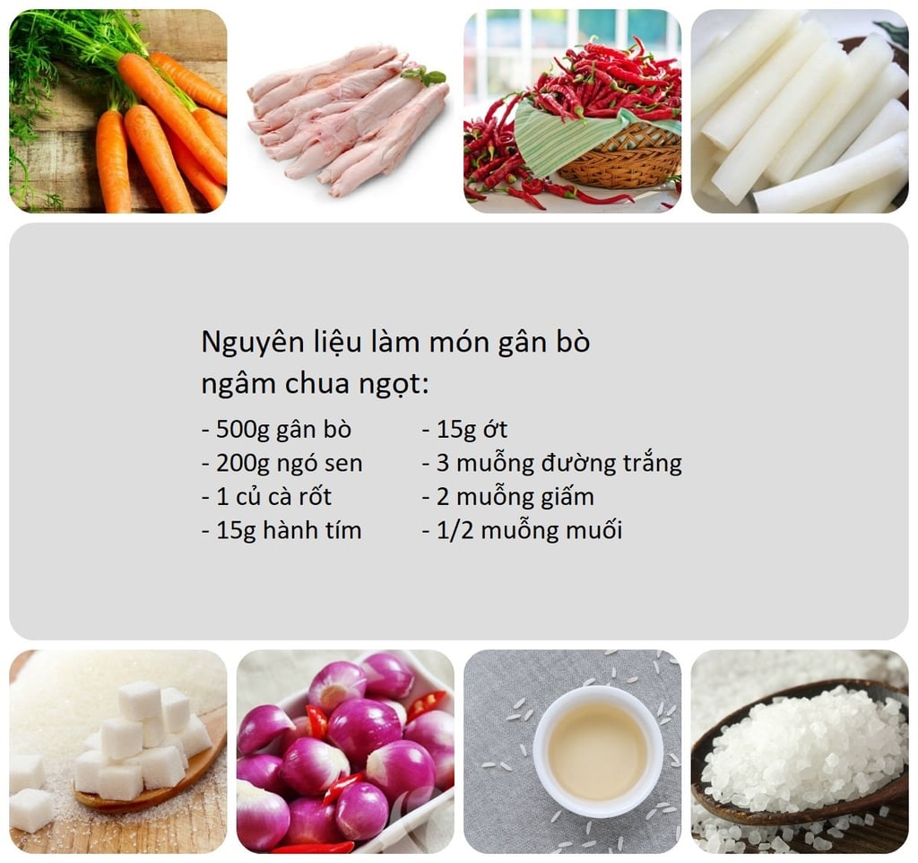nguyên liệu làm gân bò chua ngọt
