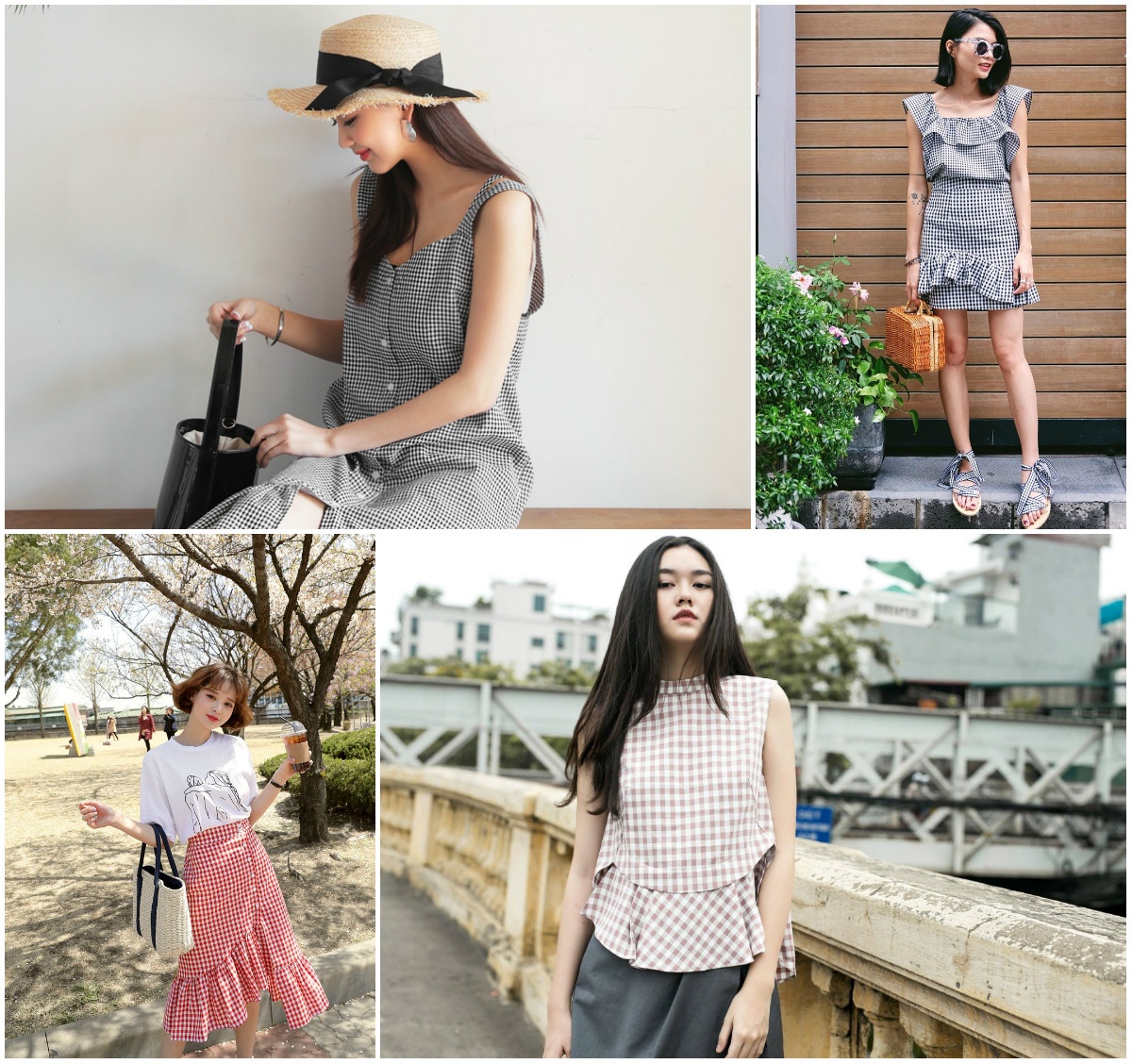 họa tiết caro gingham xu hướng thời trang hè 2018