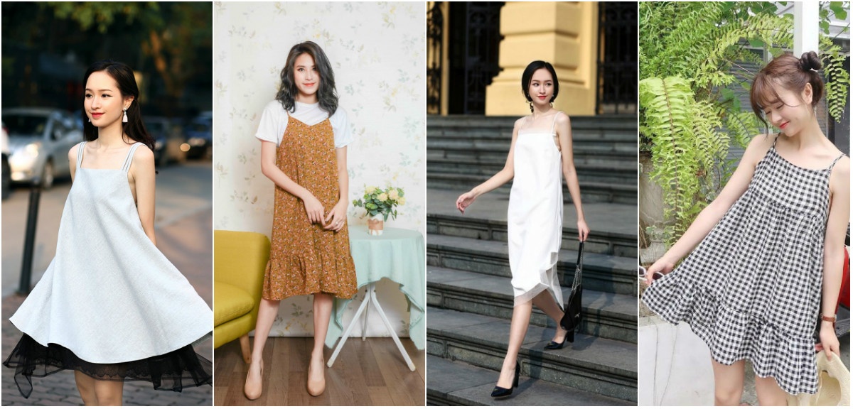 thời trang hè 2018 với đầm hai dây