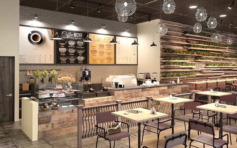thiết kế quán cà phê hiện đại