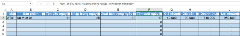 Dung excel de quan ly kho - doanh thu - loi nhuan