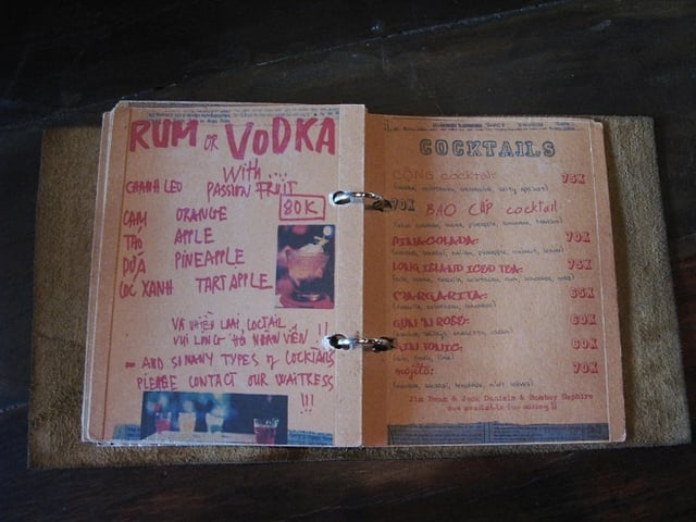 menu quán cafe cộng