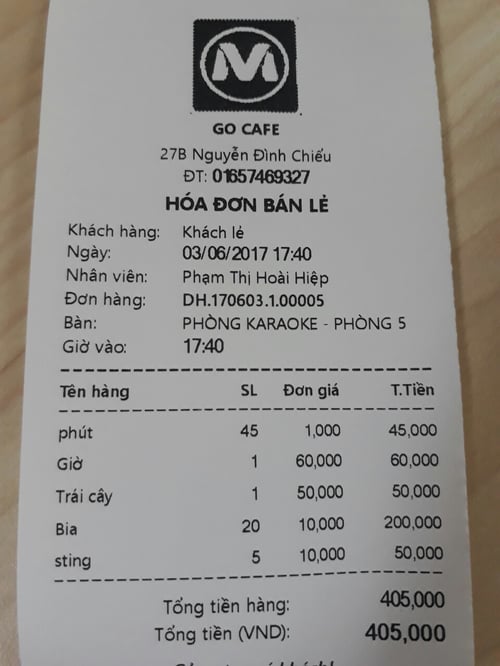 hóa đơn bán lẻ