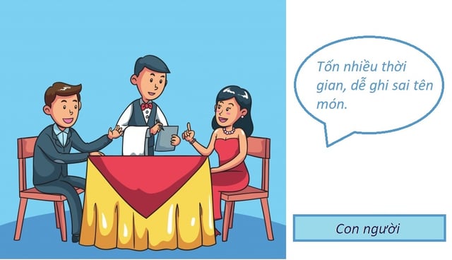 Nhân viên ghi tay khi gọi món