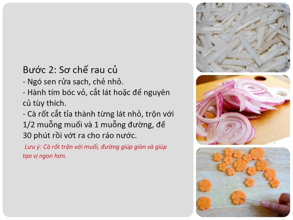 sơ chế rau củ làm món gân bò ngâm